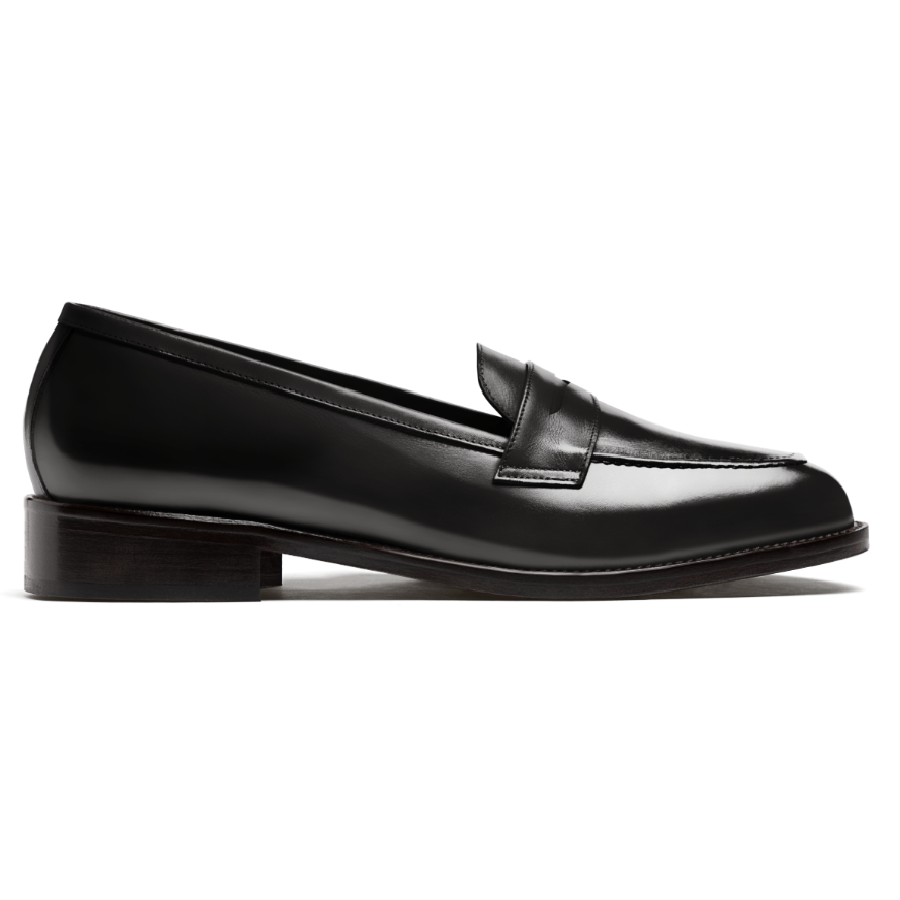 Black calf penny loafer