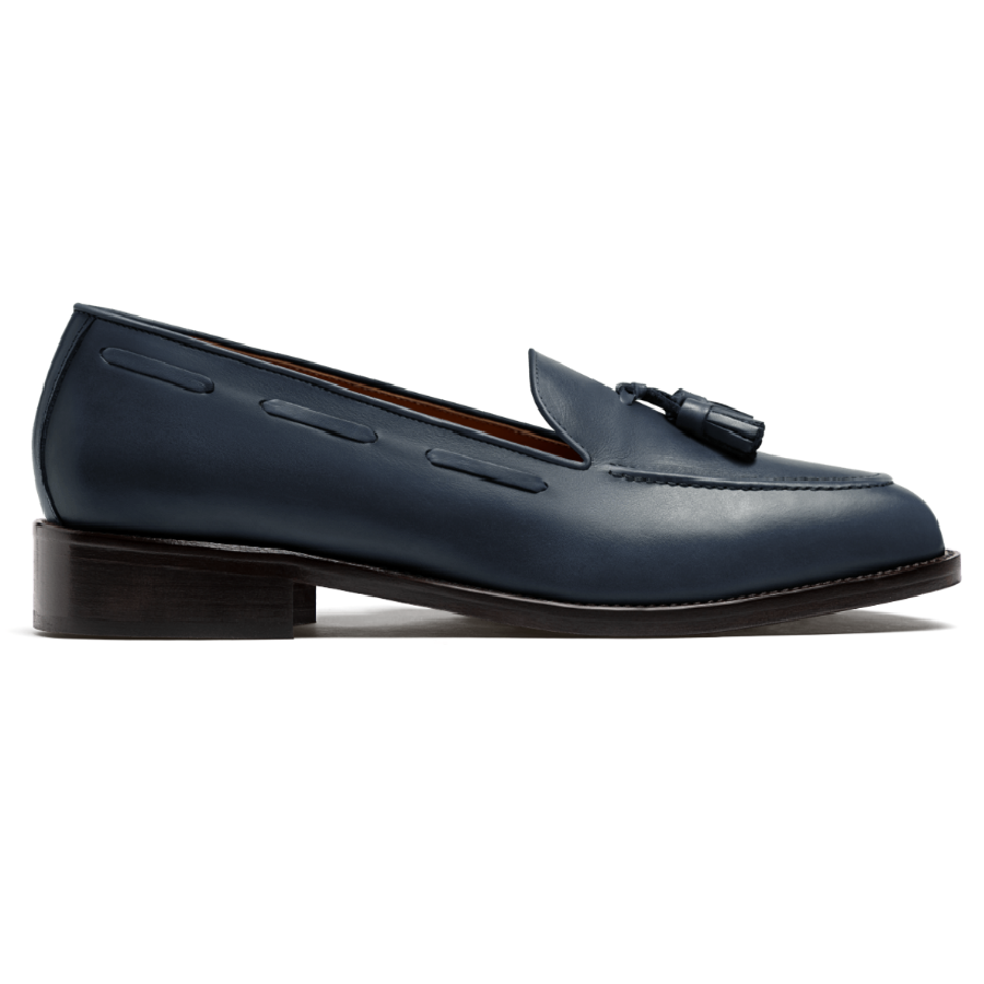 Blue tassel loafers