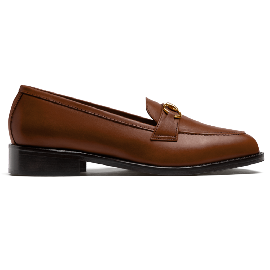 Dark tan horsebit loafers